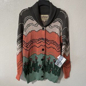Powder River Outfitters by Panhandle Cactus Print Cardigan Sweater Womens XS NWT